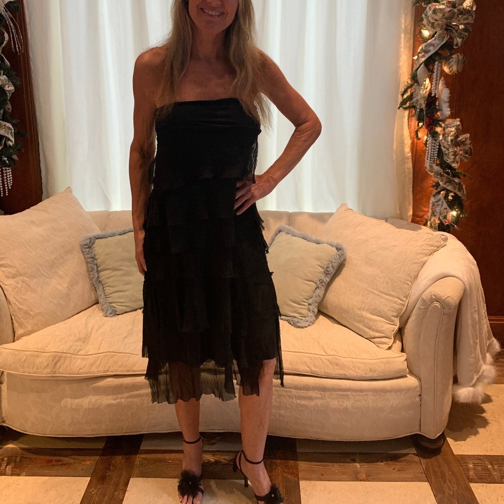 Black Silk Flapper dress or long Skirt